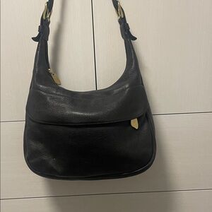 Vintage Libaire Black Pebbled Leather Hobo Bag